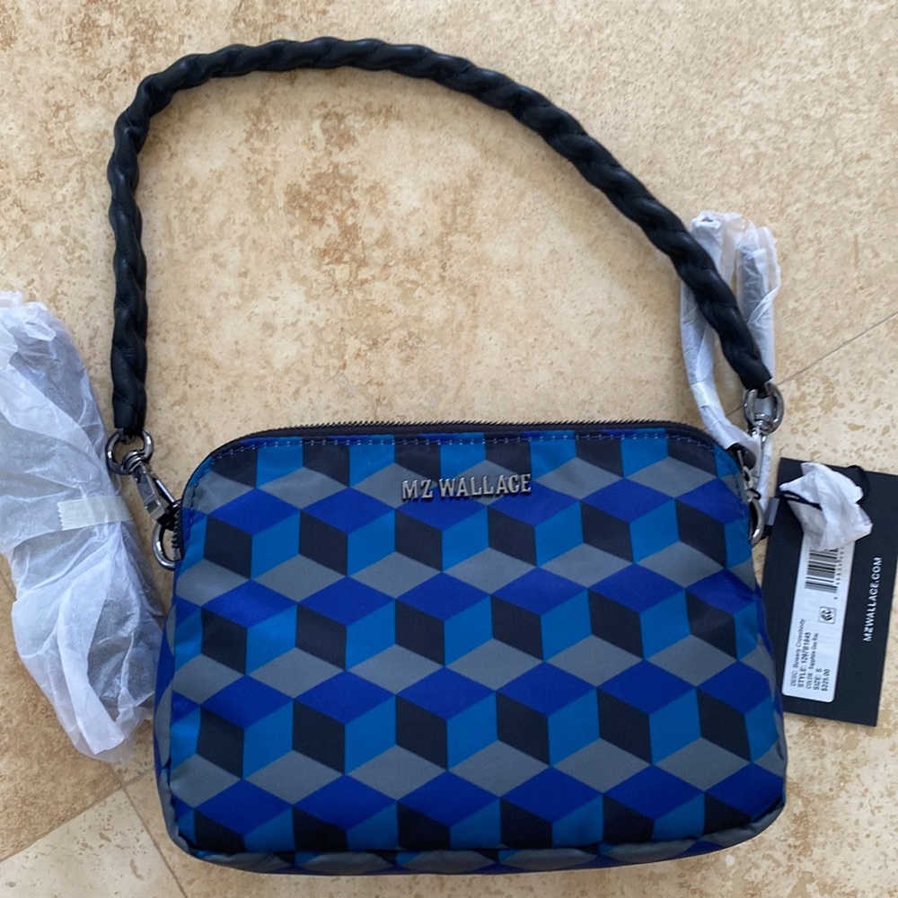 New MZ Wallace Sapphire Geo Small Bowery Crossbody